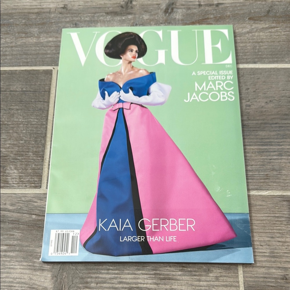 Vogue Magazine with Pink and Blue Dress Cover December 2024